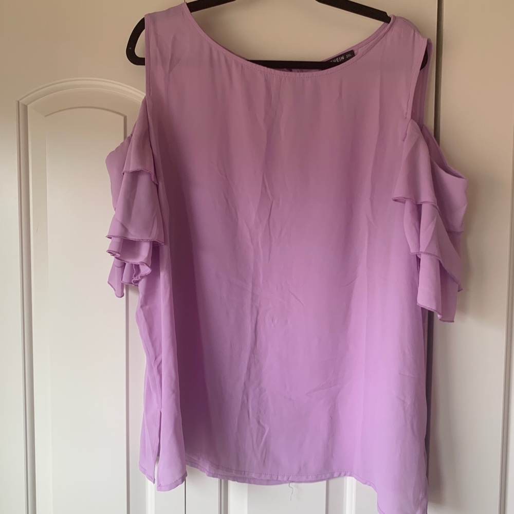 NWOT - Women’s Purple Cold Shoulder Ruffle Top 2x